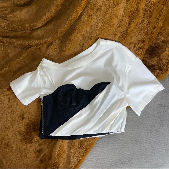 Alexander Wang Draped T-Shirt with Bustier - Picture 5 of 13